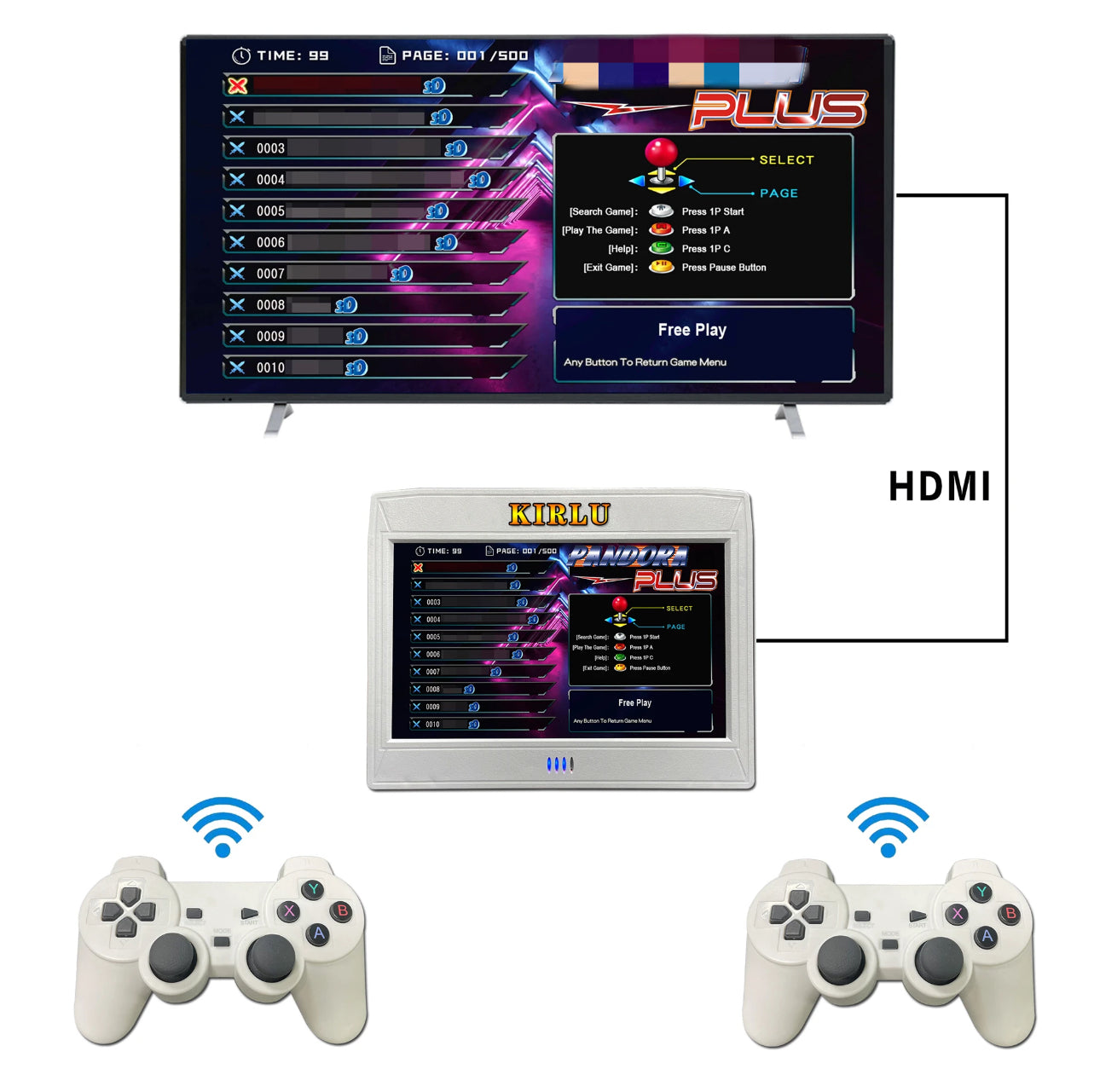 Portable Pandora SAGA DX 9800 in 1 Game box and screen 2 player 3D games console 2.4g Wireless retro arcade game console